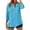 Style-C|Blue, variant on Women's Plaid Cotton Linen Shirts Button V Neck 3/4 Length Sleeve Blouses Casual Trendy T-Shirt Three Quarter Sleeve Front Ruched Tees Lightweight Slim-Fit Pullover Summer Outfits 2026