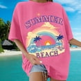 thumbnail image 2 of Womens T Shirts Loose Fit Summer Tops Casual Crew Neck Oversize Short Sleeve Style Women's T-Shirts Graphic Tees Hot Pink M, 2 of 4