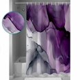thumbnail image 4 of Marble Grey Purple Shower Curtain, 36" x 72", Gradient Gold Marbling Modern Art Waterproof Bathroom Curtain Washable Shower Curtain Set with 12 Hooks, 4 of 6