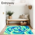 thumbnail image 3 of ODIKA 4'x6' Machine Washable Non-Slip Area Rug, Pod Swimming Waves Latch Hook Kit DIY Textile Art Project High Traffic Rug, Blue, 619101, 3 of 7