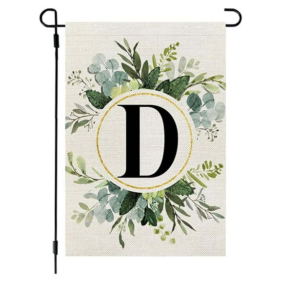 American Flags For Outside Ins Style 26 Letters Green Plant Printing Flax Garden Flag First Letter Of Surname Hanging Flag At The Gate Of Courtyard American Flag Outdoor