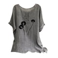 thumbnail image 2 of Qiopertar T-Shirts Imprimés Mode pour Femmes Col Rond Manches Courtes Raglan T-Shirt Ample en Coton Lin Blouses Grandes Économies de Vacances! Liquidation Moins de 5$ Livraison Gratuite, 2 of 4