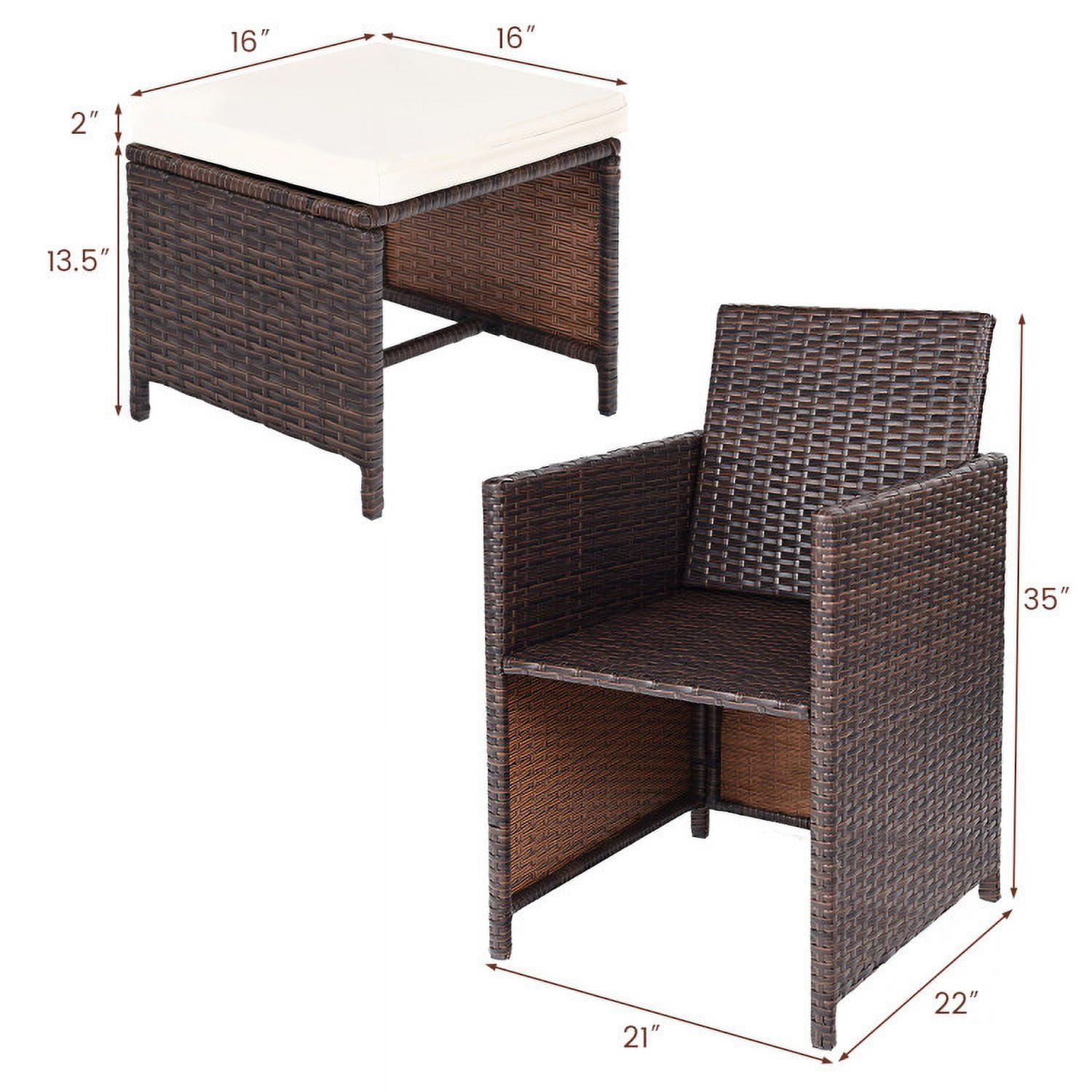 Aimee Lii 10 Pieces Outdoor Patio Dining Set, Outdoor Patio Furniture, Brown