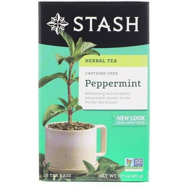 Stash Tea, Herbal Tea, Peppermint, Caffeine Free, 20 Tea Bags, 0.7 oz