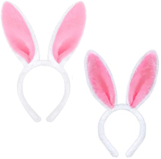 Pink Frcolor Bunny Ear Elastic Headband Sequins Easter Rabbit Costume Glitter Kids Hairband Birthday Party Favors 