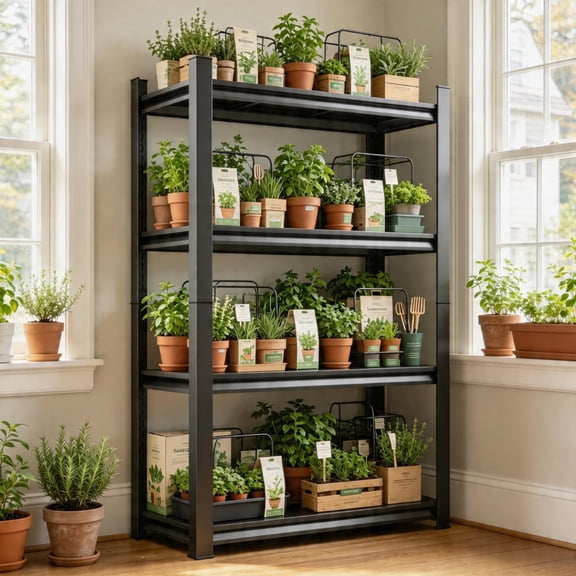 Space Saving 4 Tier Plant Stand, Metal Vertical Flower Rack for Home and Garden, Multi Functional Organizer for Living Room Bathroom Balcony Yard,14"D x 24"W x 44"H