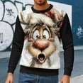 thumbnail image 2 of Telankuip Funny Reindeer Graphic Christmas Sweatshirts for Men 2025 Fashion Color Block Long Sleeve Crewneck Pullovers 3D Printed Xmas Holiday Hoodless Tops Black 3XL, 2 of 4