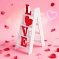 thumbnail image 4 of Valentine Love Ladder Tabletop Decoration Wooden Ladder Table Decor Valentine's Day Wooden Sign for Desk Mantle Shelf Tiered Tray Party Wedding Home Decorations, 4 of 6