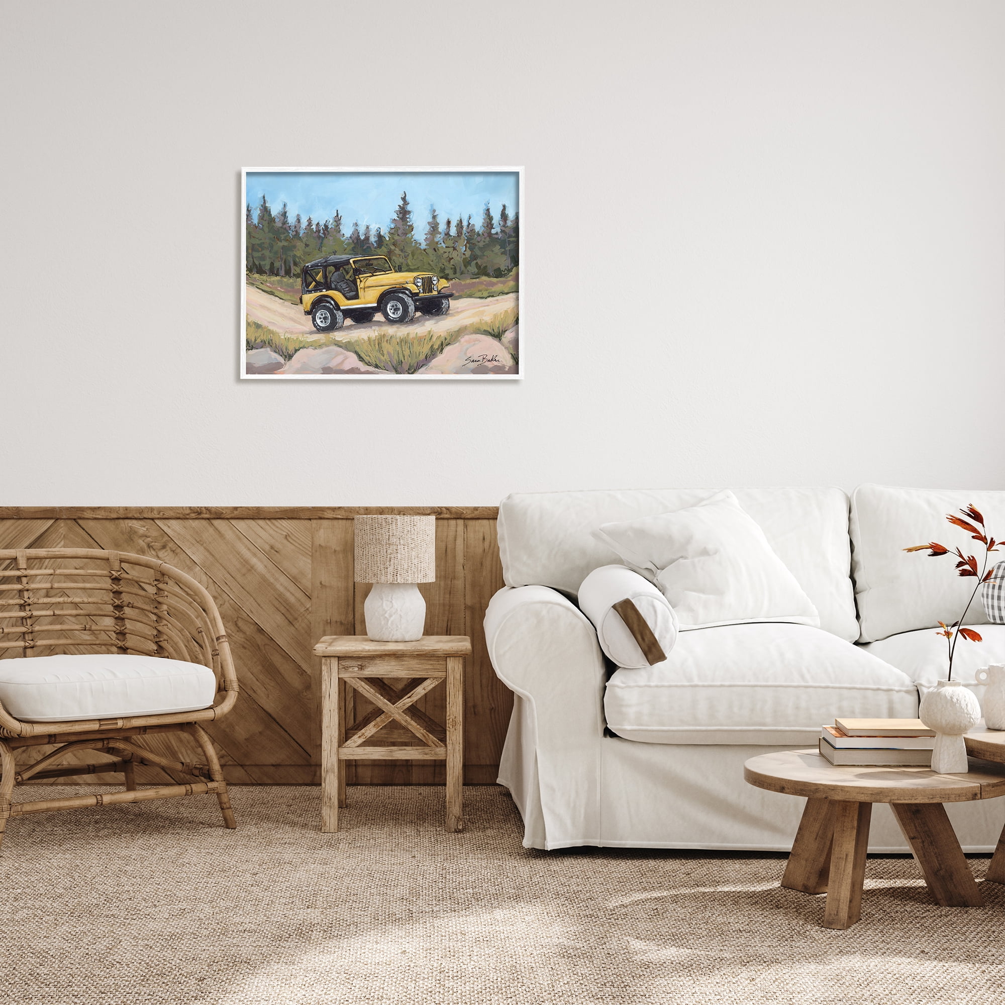 Stupell Off Road Adventure Yellow Truck Transportation Painting White Framed Art Print Wall Art