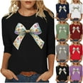 thumbnail image 1 of PEONAVET Haut pour Femmes à Manches 3/4704, Haut/chemise à Encolure Ronde à Manches 3/4 Imprimé de Pâques Printemps/été 2025 pour Femmes, 1 of 6