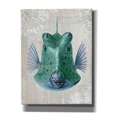 Epic Graffiti 'Cowfish' by Fab Funky Canvas Wall Art, 18"x26"