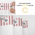 thumbnail image 5 of Red Striped No Hook Shower Curtain Waterproof, Bathroom Curtains with Snap in Liners and See Through Top Window, Red White Stripes Farmhouse Hotel Style Bathtub Curtains Shower 72"Wx78"L, 5 of 8