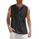 thumbnail image 1 of Camiseta sin mangas con cuello en V para hombre, color liso, moderna, holgada, informal, con cordón y bolsillo, sin mangas, de poliéster, 1 of 6
