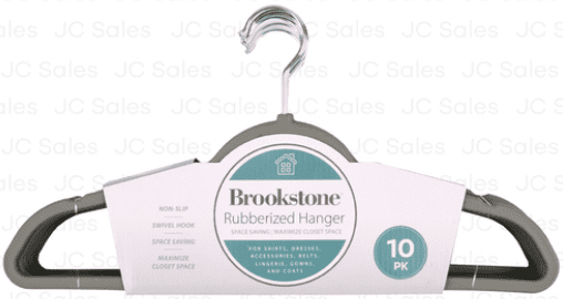 "Brookstone Rubberized Hanger Gray 10PK: Durable, non-slip design for organized closets."