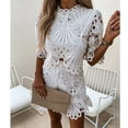 thumbnail image 2 of Babysbule Womens Sets Fashion Women Summer Lace Round-Neck 1/2 Sleeve Solid Top+Pant Set, 2 of 9