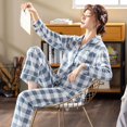 thumbnail image 3 of Women Loose Button Down Long Sleeve Pajamas Set Sleepwear, 3 of 3