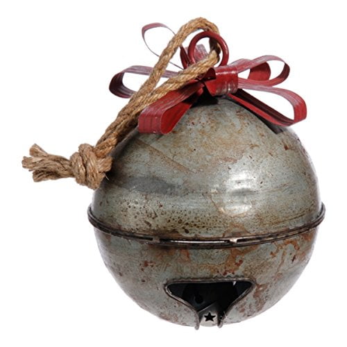 Raz Imports Large Galvanized Metal Christmas Bell With Ribbon