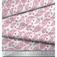 thumbnail image 2 of Soimoi Pink polyester Crepe Fabric Paisleys Paisley Printed Craft Fabric by the Yard 52 Inch Wide, 2 of 3