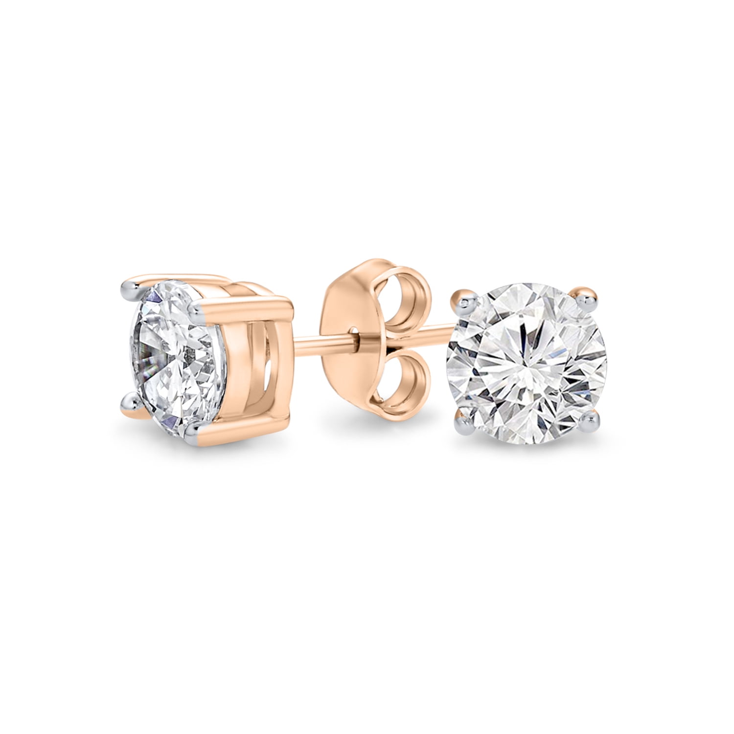 6 MM 0.15 Cttw Round Shape White Natural Diamond Square Stud Earring 10k Solid Gold Screw Back