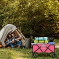 thumbnail image 2 of HAUSHOF Heavy Duty Collapsible Wagon, Folding Outdoor Utility Wagon, Camping Garden Beach Cart with Universal Quick Release Wheels, Adjustable Handle, 176 lbs Load Capacity, Pink, 2 of 8