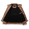 thumbnail image 6 of Fgnfyis Leather Jacket Men Autumn Winter Pu Leather Stand Collar Plus Velvet Thickened Motorcycle Trend Coat Winter Jackets for Men Khaki M, 6 of 9