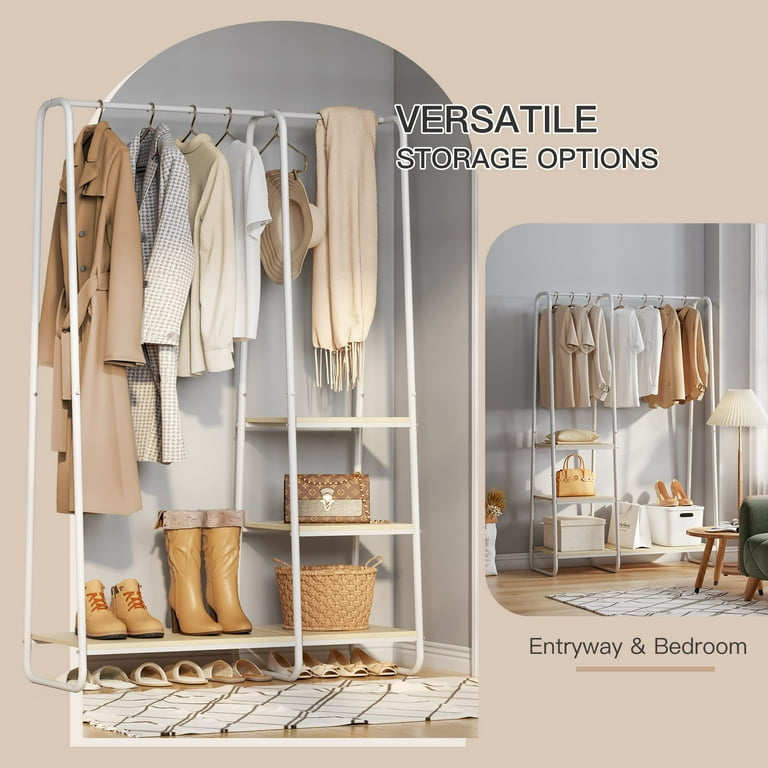 Clothes Rack Clothing Rack for Hanging Clothes Heavy Duty Garment Rack with Shelves Portable Clothes Rack for Bedroom Freestanding Wardrobe Closet 15.8 D x 39.8 W x 67 H White Walmart