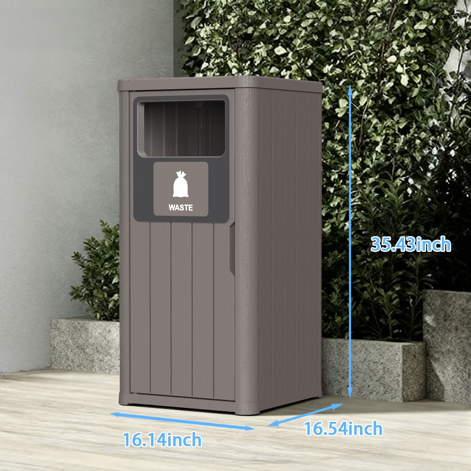 MAYEERTY 80L Double-Bucket Outdoor Waste Bin, Weather-Resistant Trash Can for Patio Yard Garden