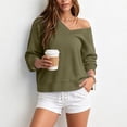 thumbnail image 5 of NominalSnug V Neck Sweatshirt for Women Drop Shoulder Fleece Plain Sweatshirts Casual Long Sleeve Shirts, 5 of 8