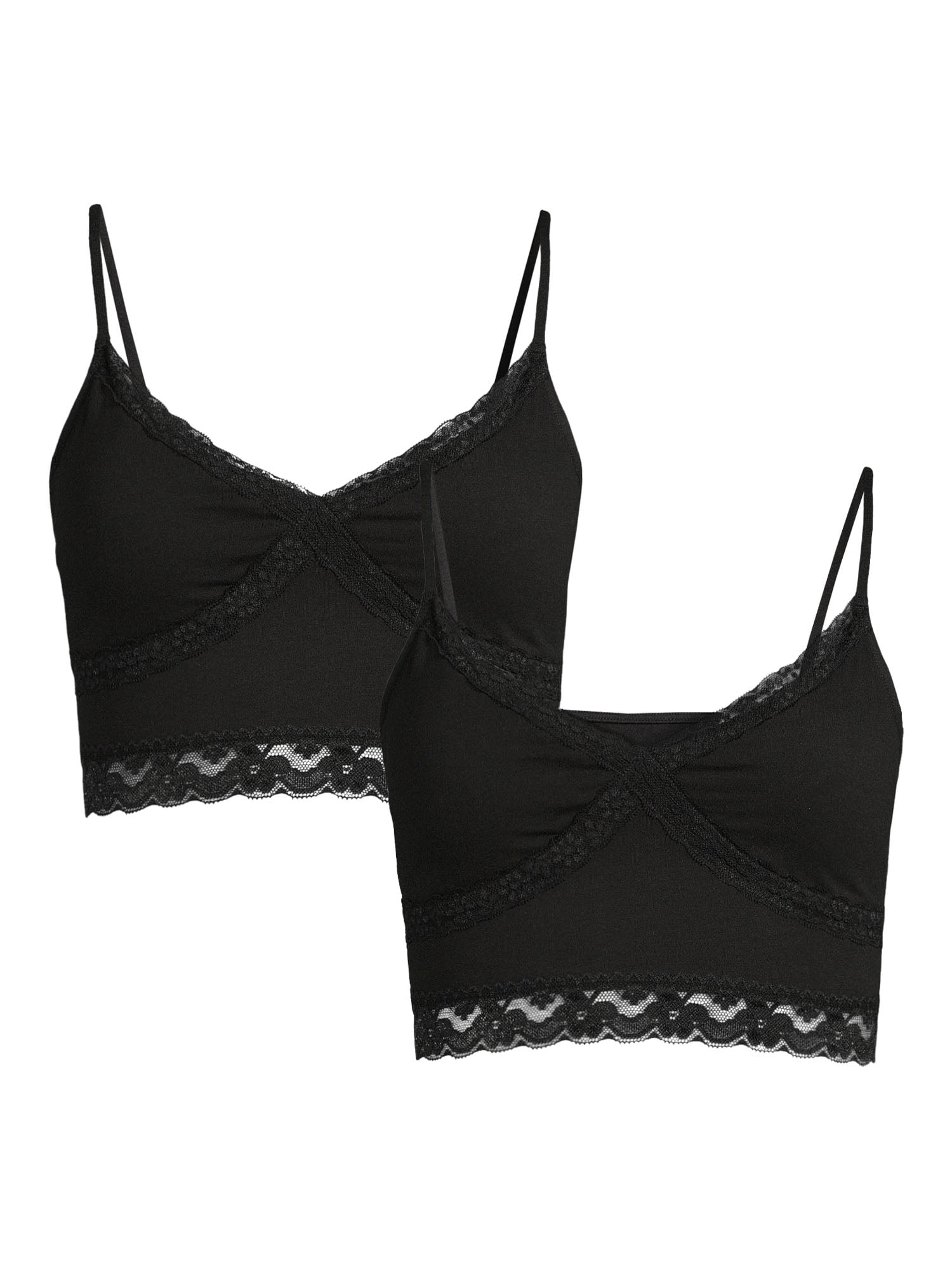 No Boundaries Juniors' Lace Trim Brami, 2 Pack