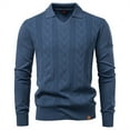 thumbnail image 4 of Adeawade Men Sweaters O Neck Jacquard Collar Pullover Knit Sweater Coatable Warm Textured Long Sleeve Fall Winter Season Outdoor Indoor Use Shirt Trend Clothes Grey M, 4 of 9