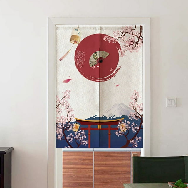 Fyydes Rideau de Cuisine, Rideau de Chambre, Style Japonais Chambre d'Enfants Chambre Cuisine Magasin Restaurant Porte Demi-Rideau 85*120cm
