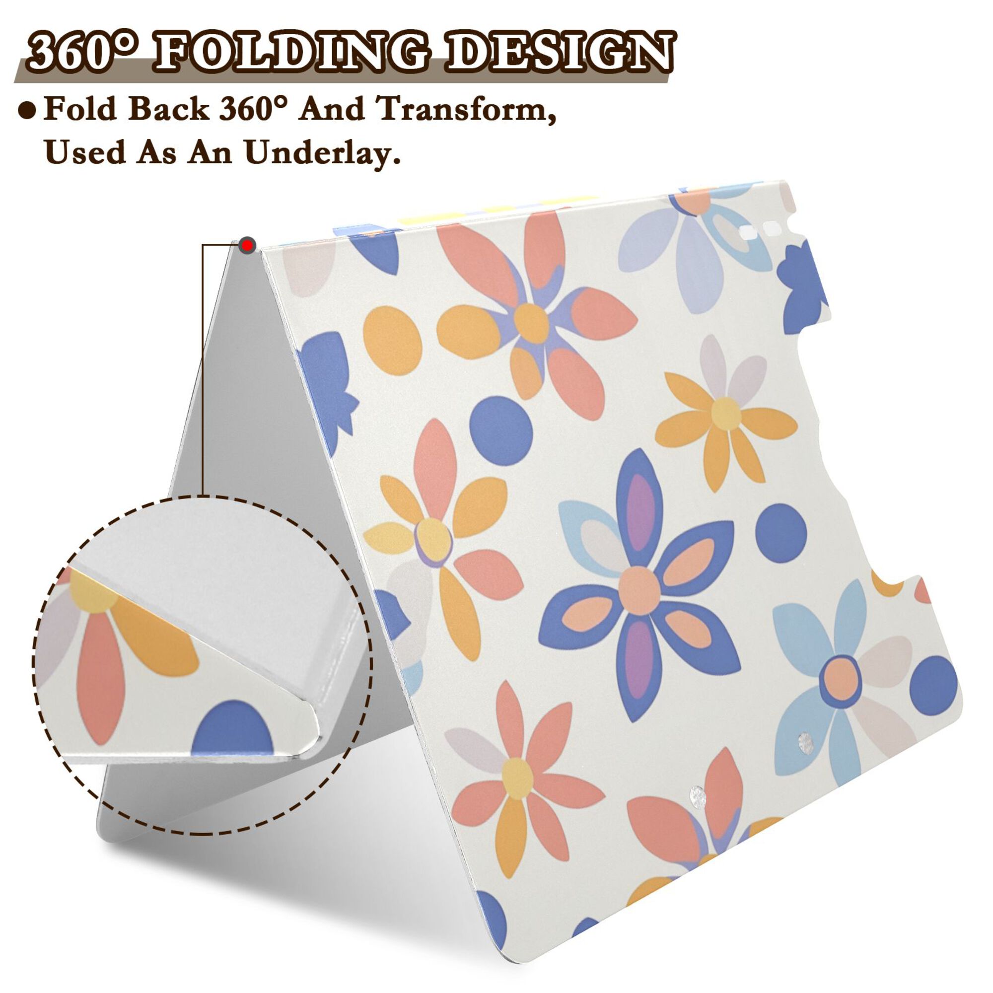 FORMRS A4 Clipboard Folder with Pen Holder Horizontal Foldable School Office Binder, Blue Retro Flower