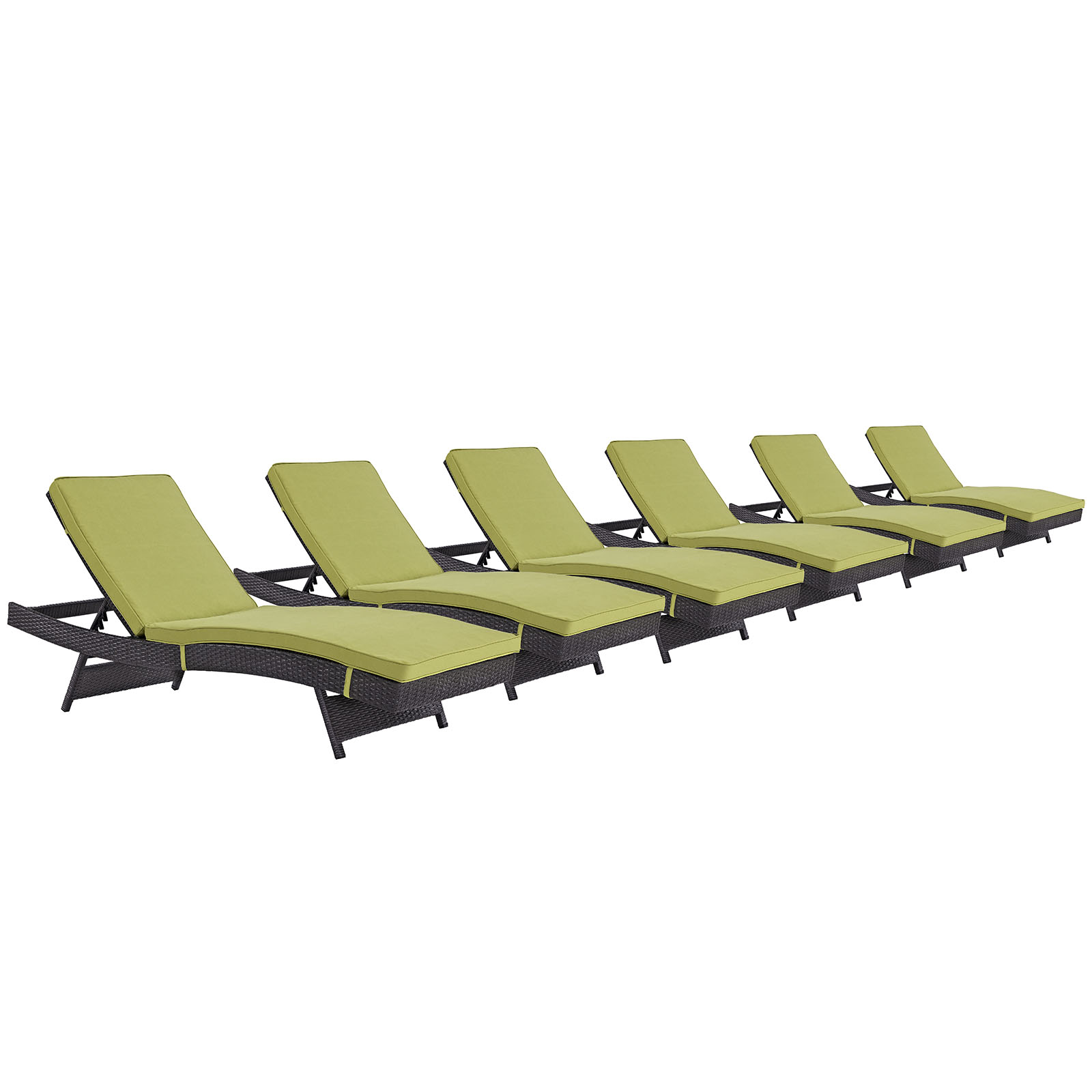 Modway Convene Chaise Outdoor Patio Set of 6 in Espresso Peridot - image 2 of 5