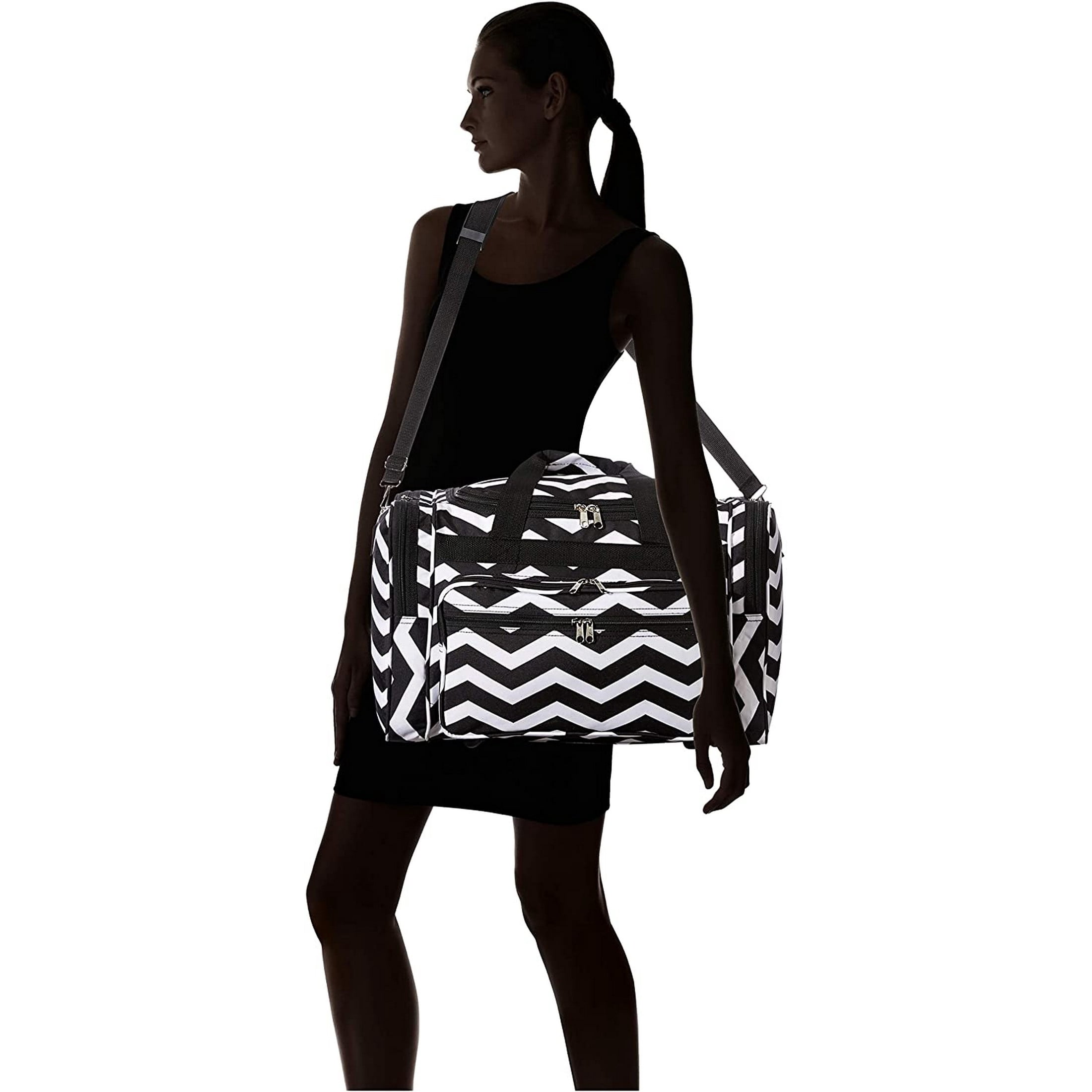 CalBags Chevron 19-inch Duffel Bag, Black White