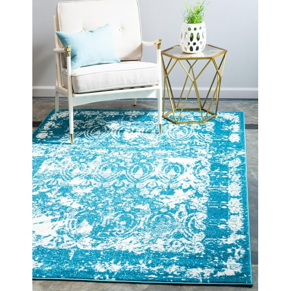Rugs.com Brighella Collection Rug – 9' x 12' Blue Medium Rug Perfect For Living Rooms, Large Dining Rooms, Open Floorplans