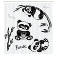 thumbnail image 3 of Ambesonne Cartoon Shower Curtain, Hand Drawn Panda Poses, 69"Wx84"L, White and Black, 3 of 5