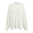thumbnail image 3 of Pullover Sweaters for Women 2025 Long Sleeve Crewneck Oversized Side Slit Plain Knitted Sweater Tops Fall Winter Outfits, 3 of 6