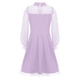 thumbnail image 4 of inlzdz Robe en Maille Contrastée à Pois à Manches Longues Bouffantes pour Filles, Décontractée, Ligne A Évasée, Patineuse, Robe de Fête Lavande 160, 4 of 7