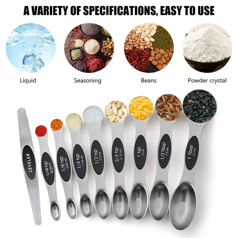 VBVC Magnetic Measuring Spoons Set Double-Headed Kitchen Spoon Stackable  Teaspoon For Measuring Dry&Liquid Ingredients