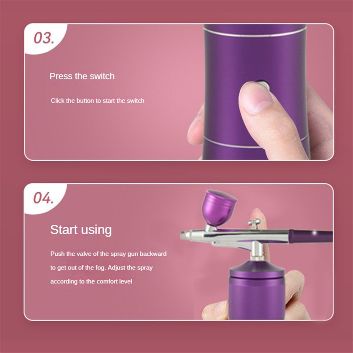 Airbrush Kit Rechargeable Cordless Airbrush Compressor Portable+0.3mm Nozzle Cleaning Brush Set for Makeup Nail Art B