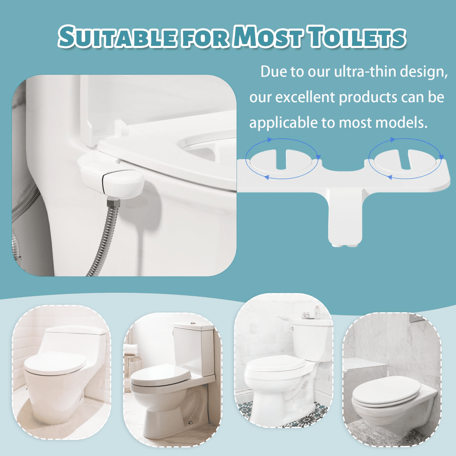 ZOWWKLLY Bidet Attachment for Toilet, Non-Electric Ultra-Slim Bidet Sprayer, Bidets for Existing Toilets，Dual Nozzle (Rear/Feminine Wash) with Adjustable Cold Fresh Water Pressure