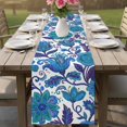 thumbnail image 4 of Blue Boho Floral Table Runner 72 Inches, Abstract Art Paisley Flower Bed Runner Dresser Scarves Tabletop for Indoor Outdoor Parties/Ceremony/Banquet, 18" x 72", 4 of 9