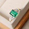 thumbnail image 2 of emerald ring, May birthstone ring, green gemstone ring, Emerald shape emerald,, 2 of 5