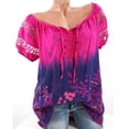 thumbnail image 2 of Blusa Camisa estampada de manga corta con cuello en V Blusa suelta Mujer Top de verano, Rosa roja, 5XL Methold  AP001925-40, 2 of 7