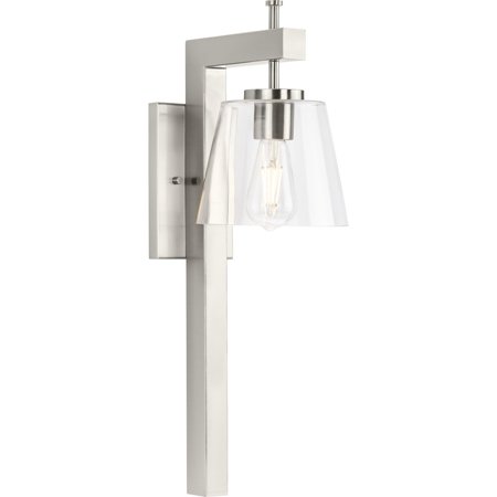 

Saffert Collection One-Light New Traditional Brushed Nickel Clear Glass Wall Light