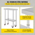 thumbnail image 5 of KFFKFF Silver Commercial Kitchen Workstation, 12 x 24 x 34 Inch, Stainless Steel, 700 LBS Weight Limit, Equipped with 4 Casters, 3 Customizable Height Settings, 5 of 9