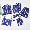 thumbnail image 2 of 7 Pieces Satin Pajamas for Women Cozy Printed Sleepwear Loungewear Gifts Tops-Pants-Tank(Bra pad)-Shorts-Blindfold-Hair Tie-Pouch Blue,XXL, 2 of 4