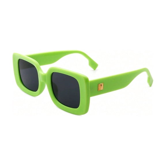 Vibrant Green Square Sunglasses - Dark Lens UV Protection Trendy Casual Eyewear