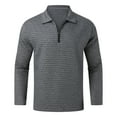 thumbnail image 4 of Mens T Shirts Solid Color Zipper Lapel Long Sleeved Mens Knit Tops,Grey,L, 4 of 5