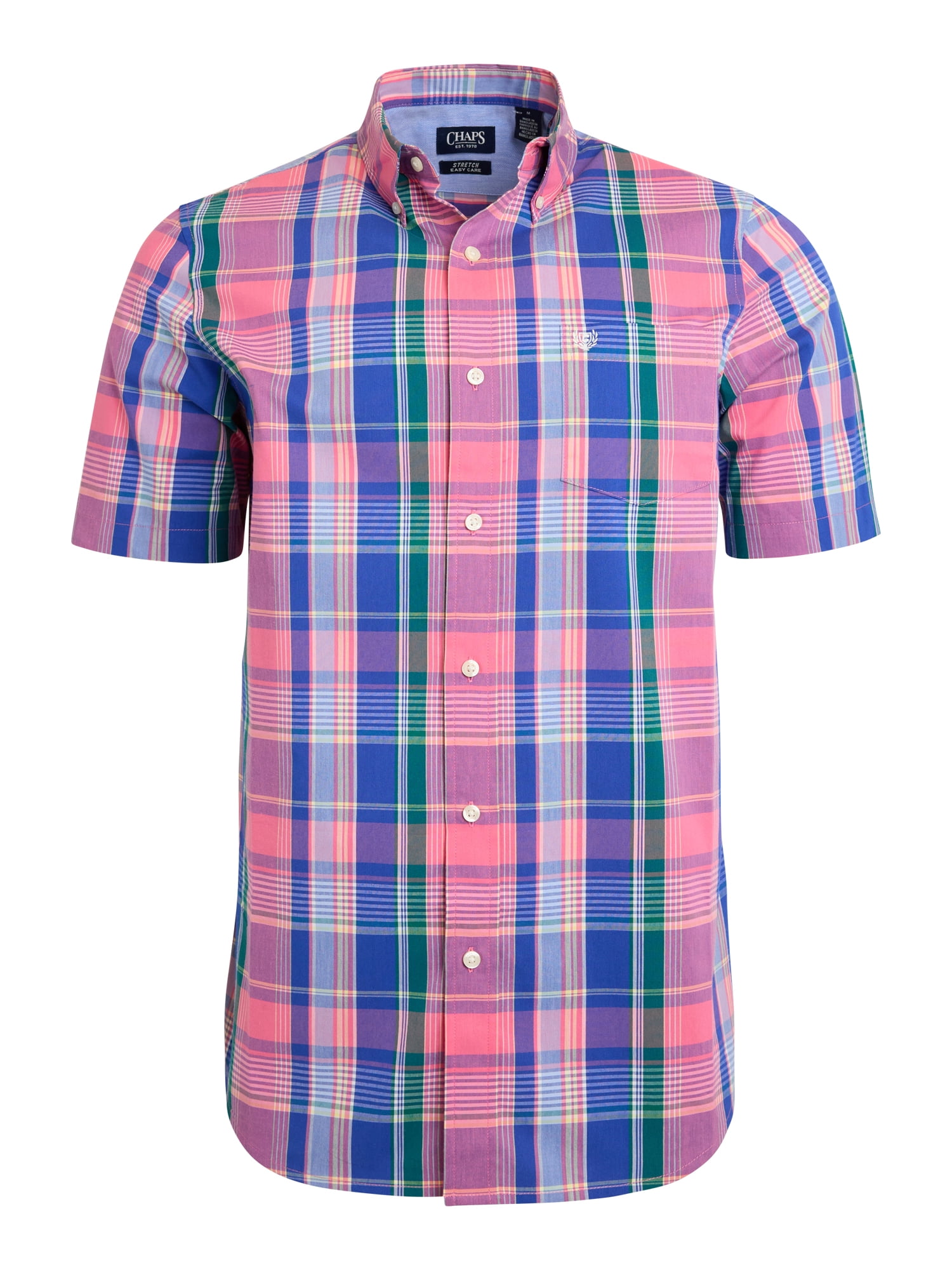 Chaps Men's & Big Men's Short Sleeve Easy Care Stretch Poplin Shirt, Sizes S-3XL